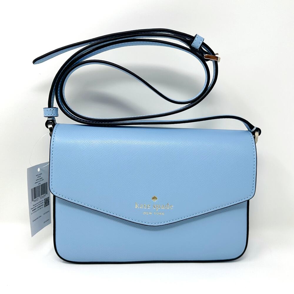 Kate Spade Sadie Envelope Crossbody Purse in Celeste Blue Leather k7378